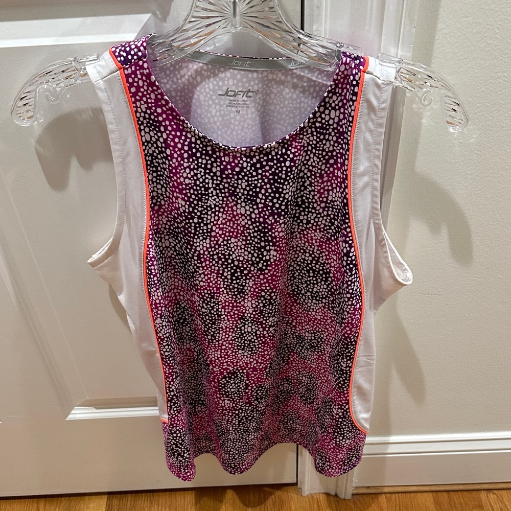 Jofit Women's Pink and Black Sleeveless Tennis Top